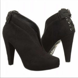 Guess Black Suede Booties, with Bow on Back. Size 7.5